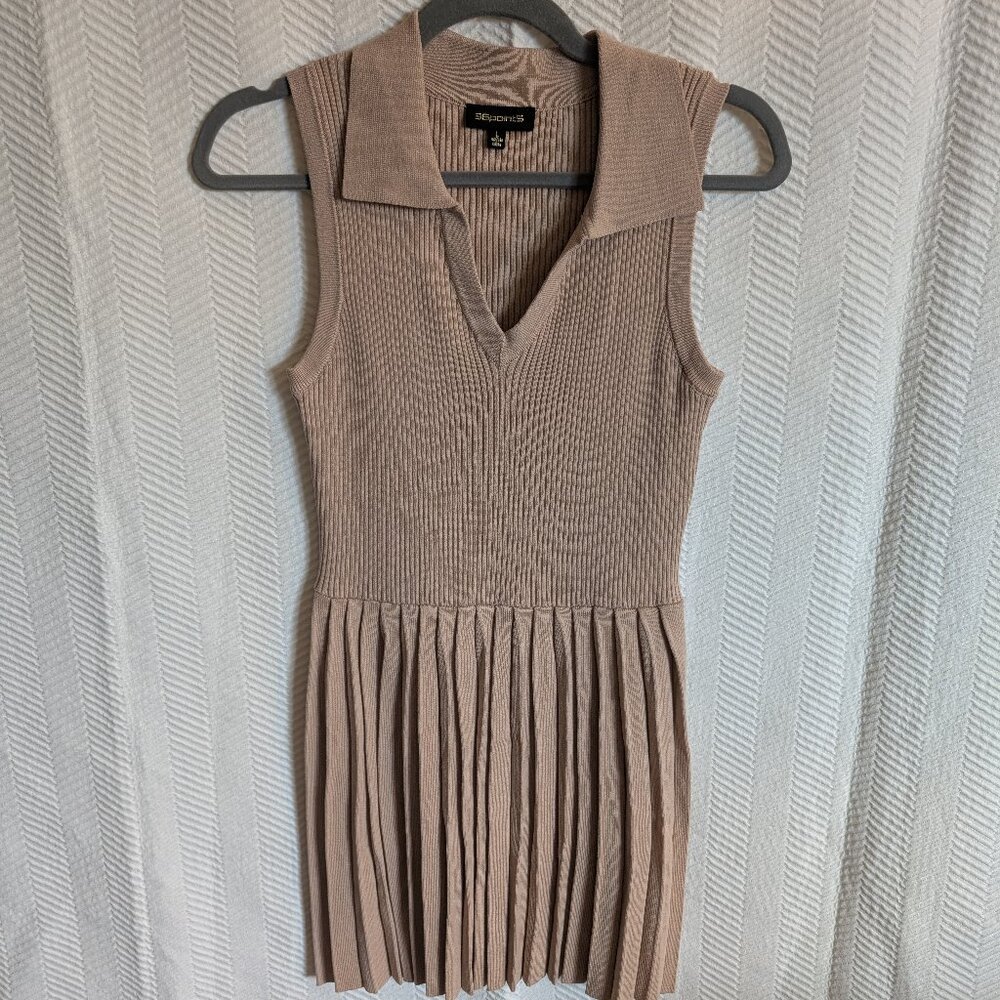 36 Point 5 Pleated Knit Mini Dress Collared Tennis Preppy Sporty Size Large